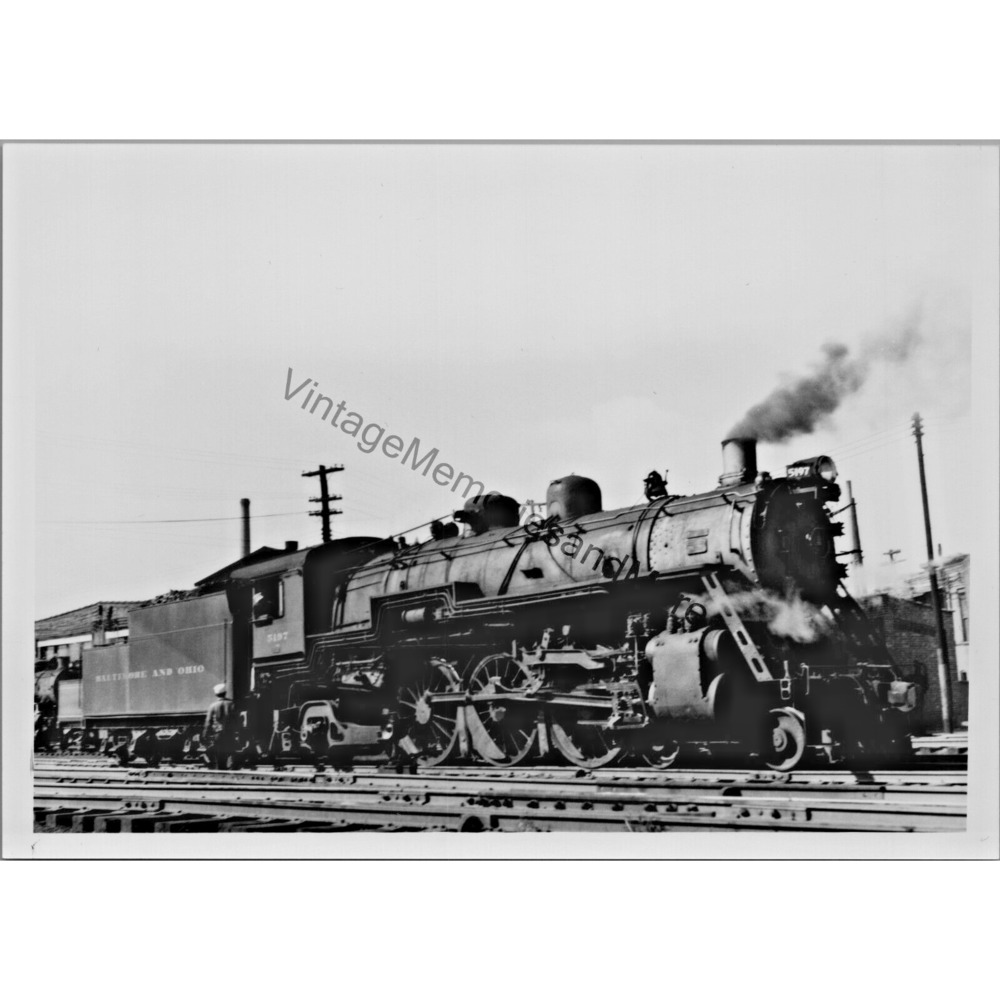 Vtg Baltimore & Ohio Railroad B&O 5197 Steam Locomotive 5"X7" Real Photo T2-163